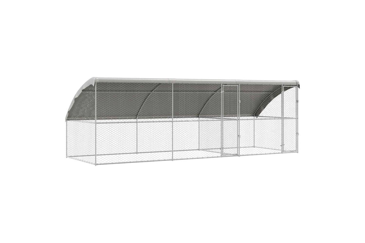 Vidaxl Dog Kennel With Storage 3 Pcs Silver 6 X 2 X 2 M Steel