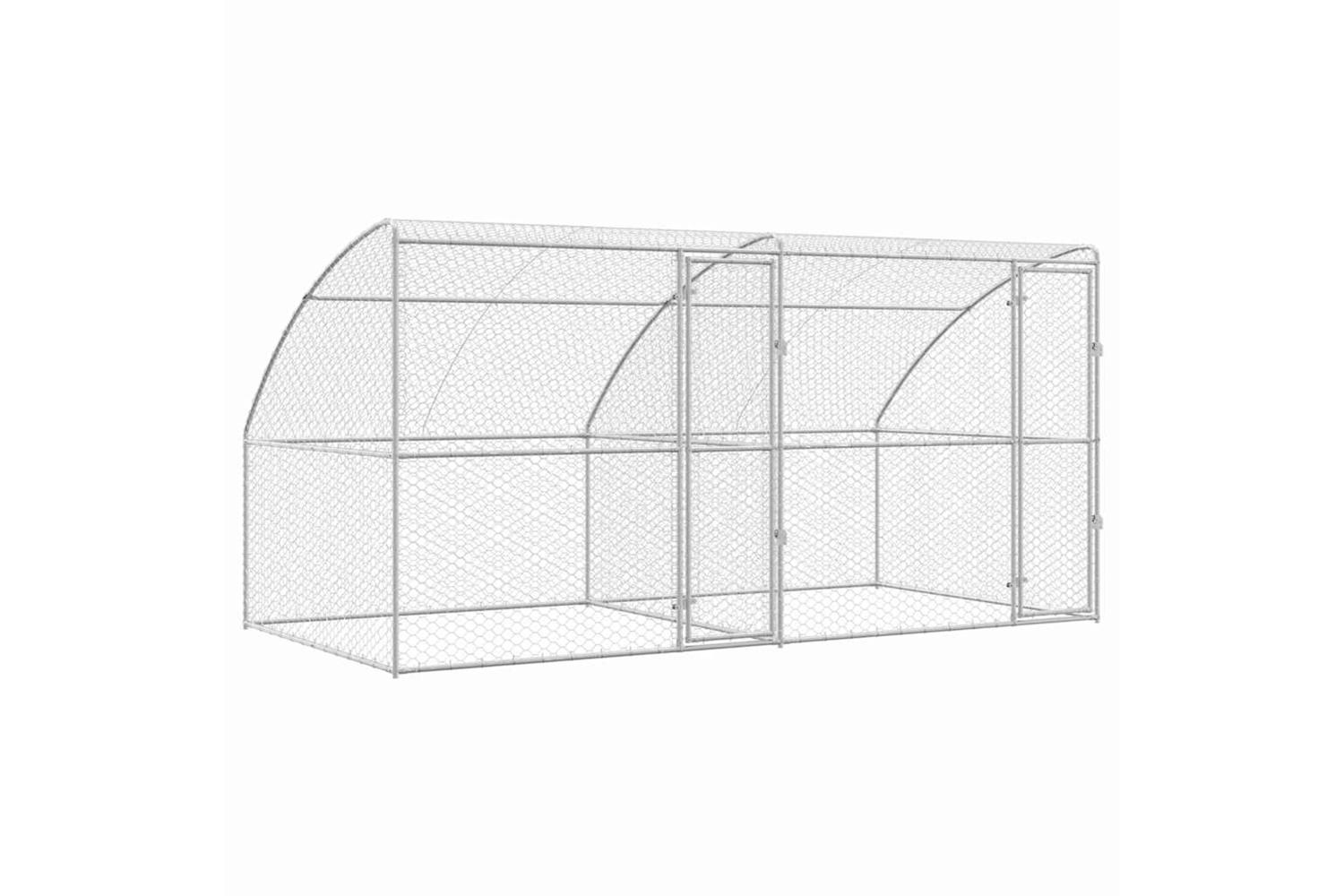 Vidaxl Dog Kennel With Storage 2 Pcs Silver 4 X 2 X 2 M Steel