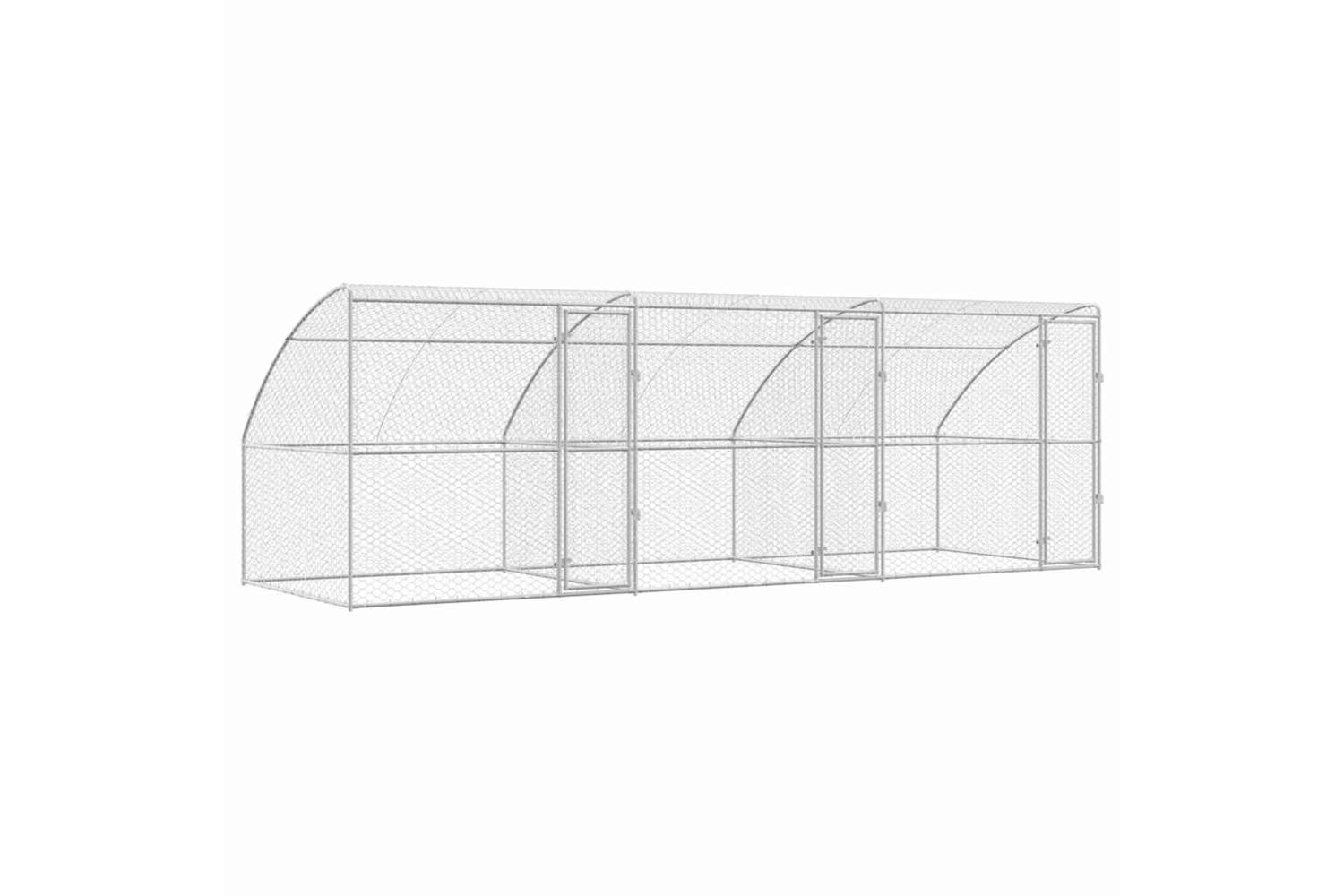 Vidaxl Dog Kennel With Storage 3 Pcs Silver 6 X 2 X 2 M Steel