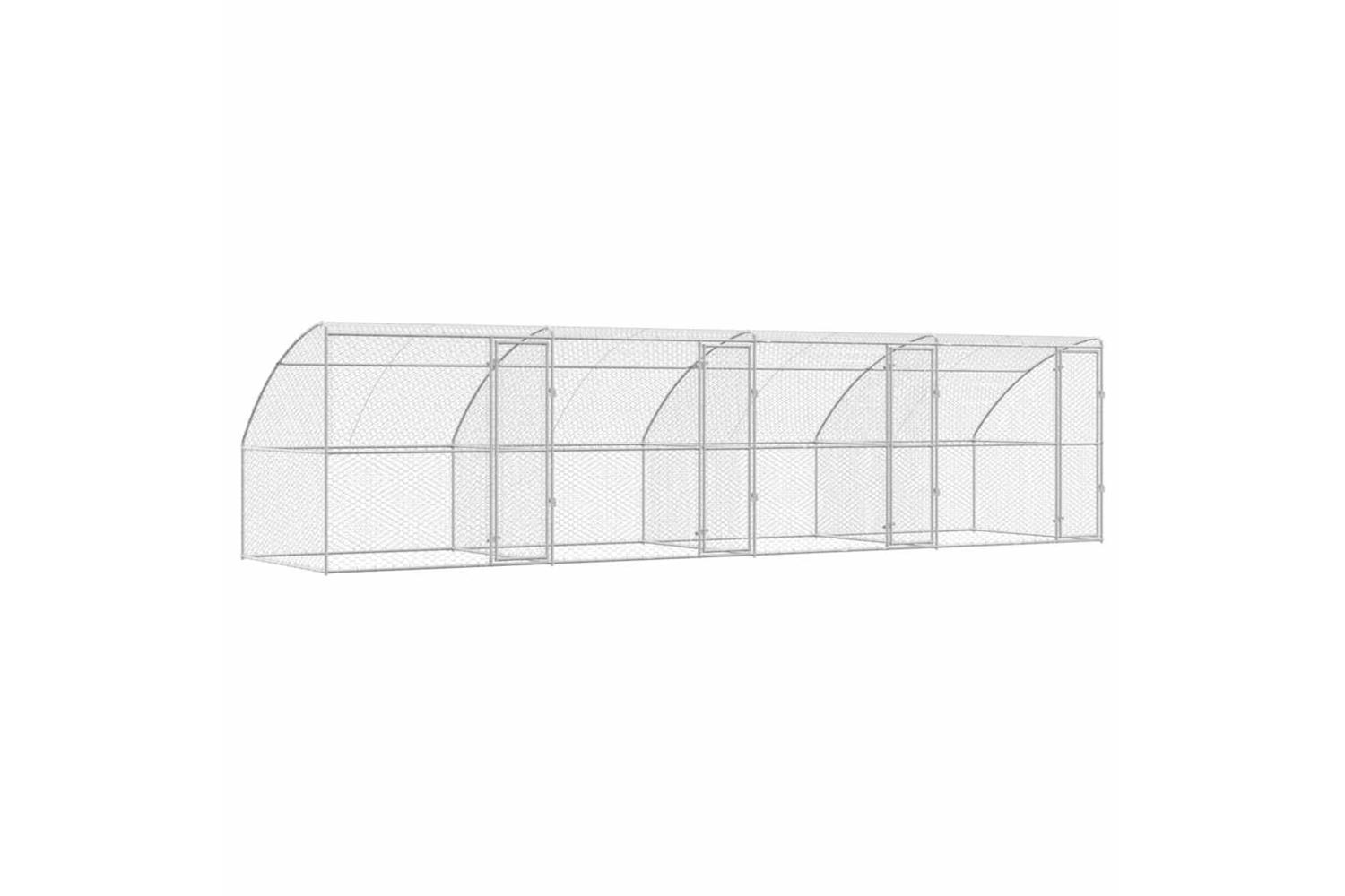 Vidaxl Dog Kennel With Storage 4 Pcs Silver 8 X 2 X 2 M Steel