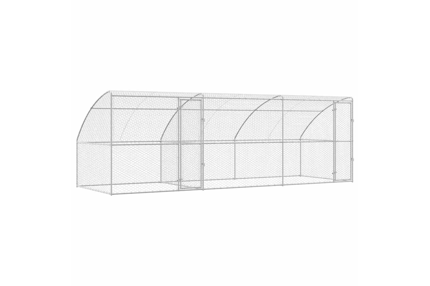 Vidaxl Dog Kennel With Storage 3 Pcs Silver 6 X 2 X 2 M Steel