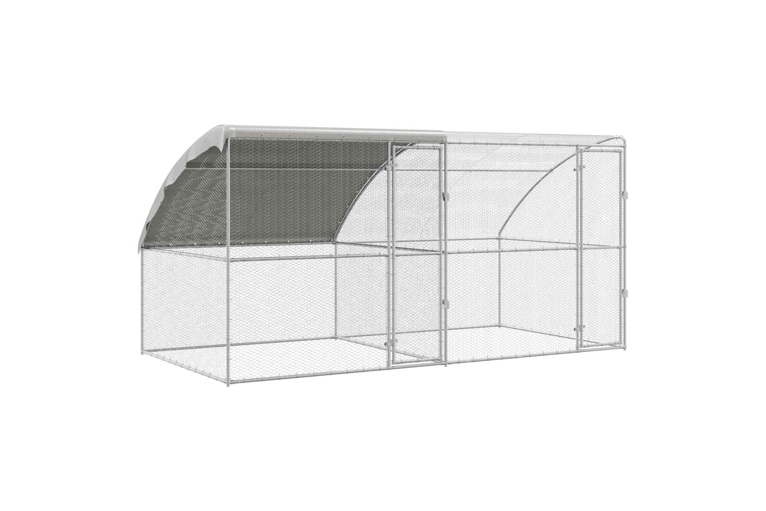 Vidaxl Chicken Cage 2 Pcs Silver 400 X 200 X 200 Cm Steel And Pe