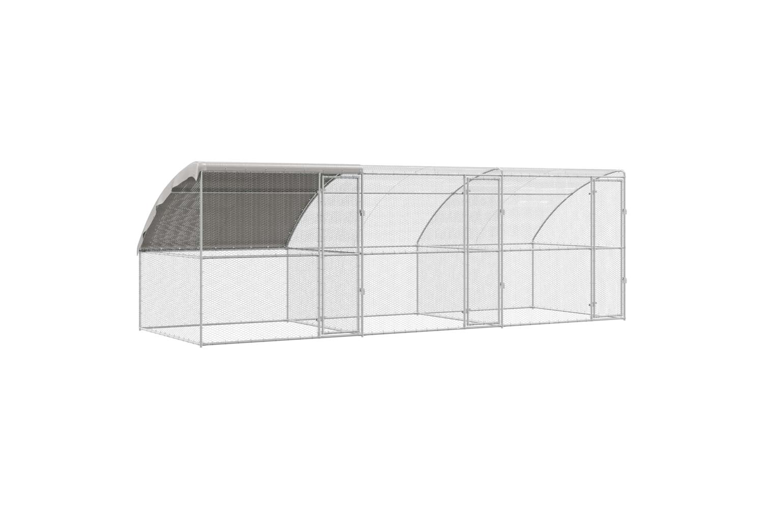 Vidaxl Chicken Cage 3 Pcs Silver 600 X 200 X 200 Cm Steel And Pe