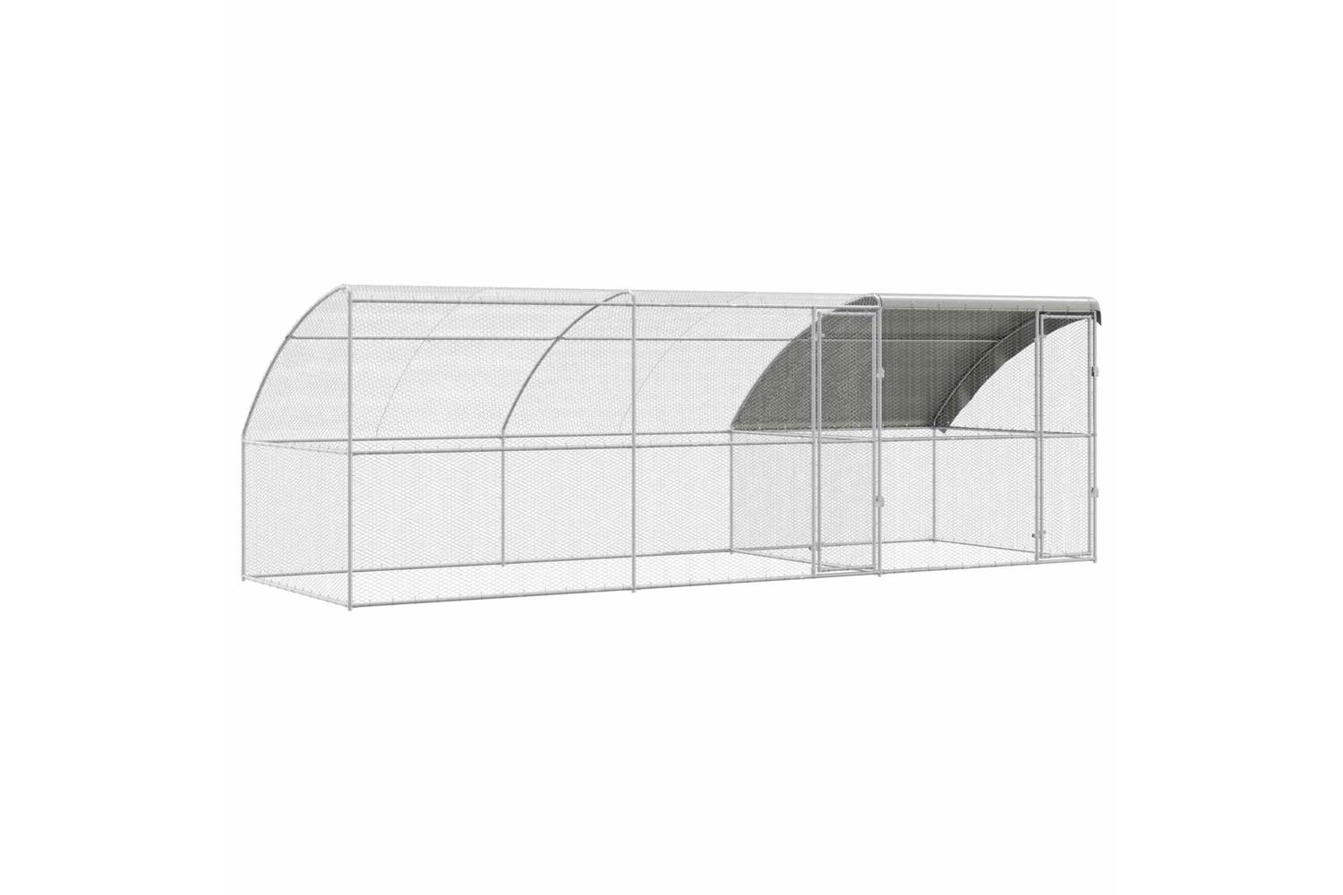 Vidaxl Chicken Cage 3 Pcs Silver 600 X 200 X 200 Cm Steel And Pe