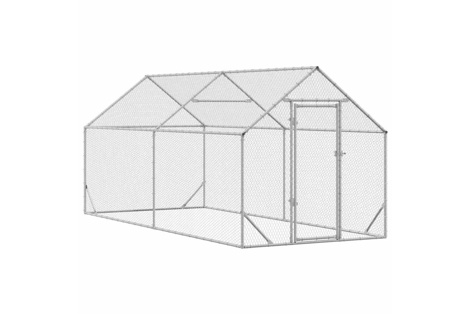Vidaxl Chicken Cage Silver 400x170x177cm Galvanised Steel