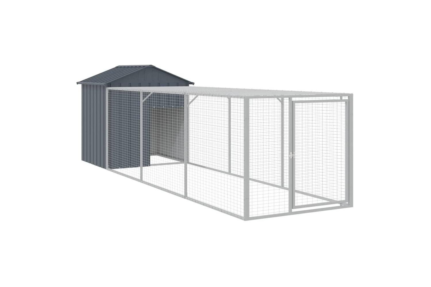 Vidaxl Chicken Cage With Run Anthracite 117x405x123 Cm Galvanised Steel