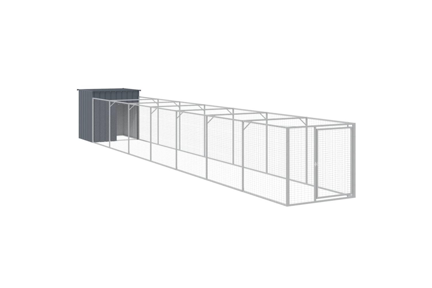 Vidaxl Dog House With Run Anthracite 110x813x110 Cm Galvanised Steel