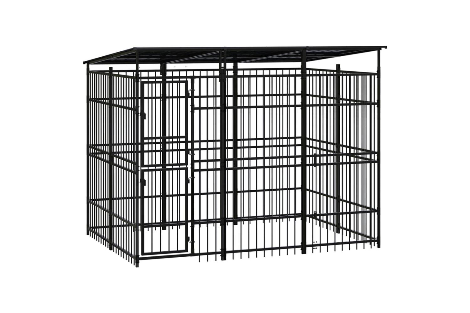 Vidaxl Outdoor Dog Kennel With Roof Steel 553 M