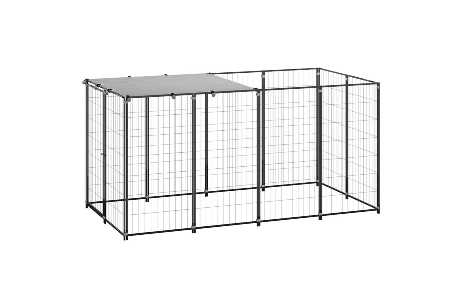 Vidaxl Dog Kennel Black 242 M Steel