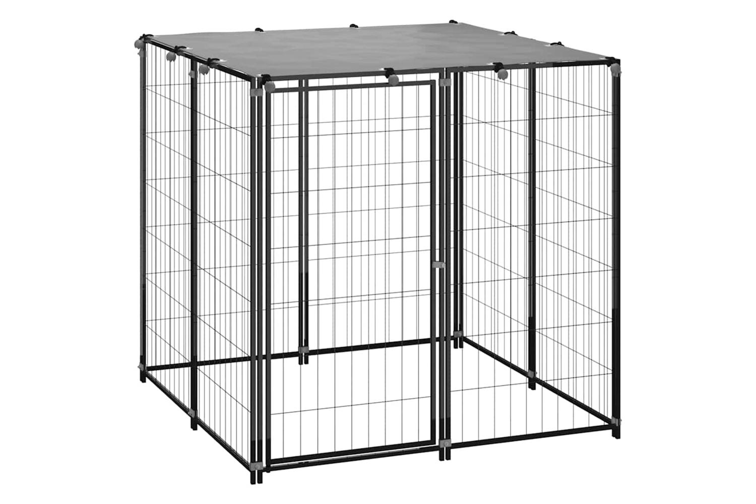 Vidaxl Dog Kennel Black 110x110x110 Cm Steel