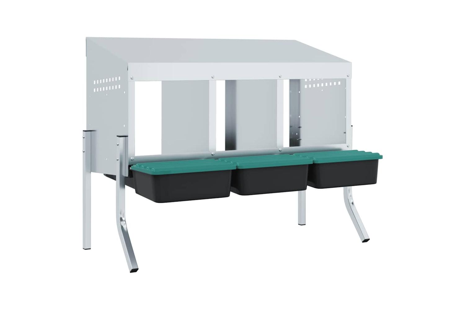 Vidaxl Chicken Nesting Box 3 Compartments With Legs Galvanised Steel