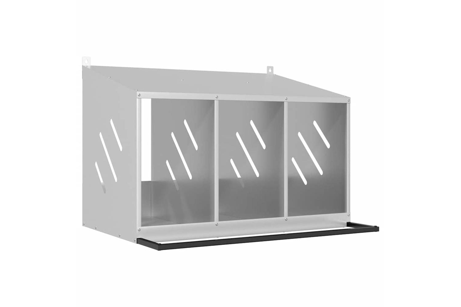 Vidaxl Chicken Nesting Box With 3 Compartments Galvanized Silver Metal