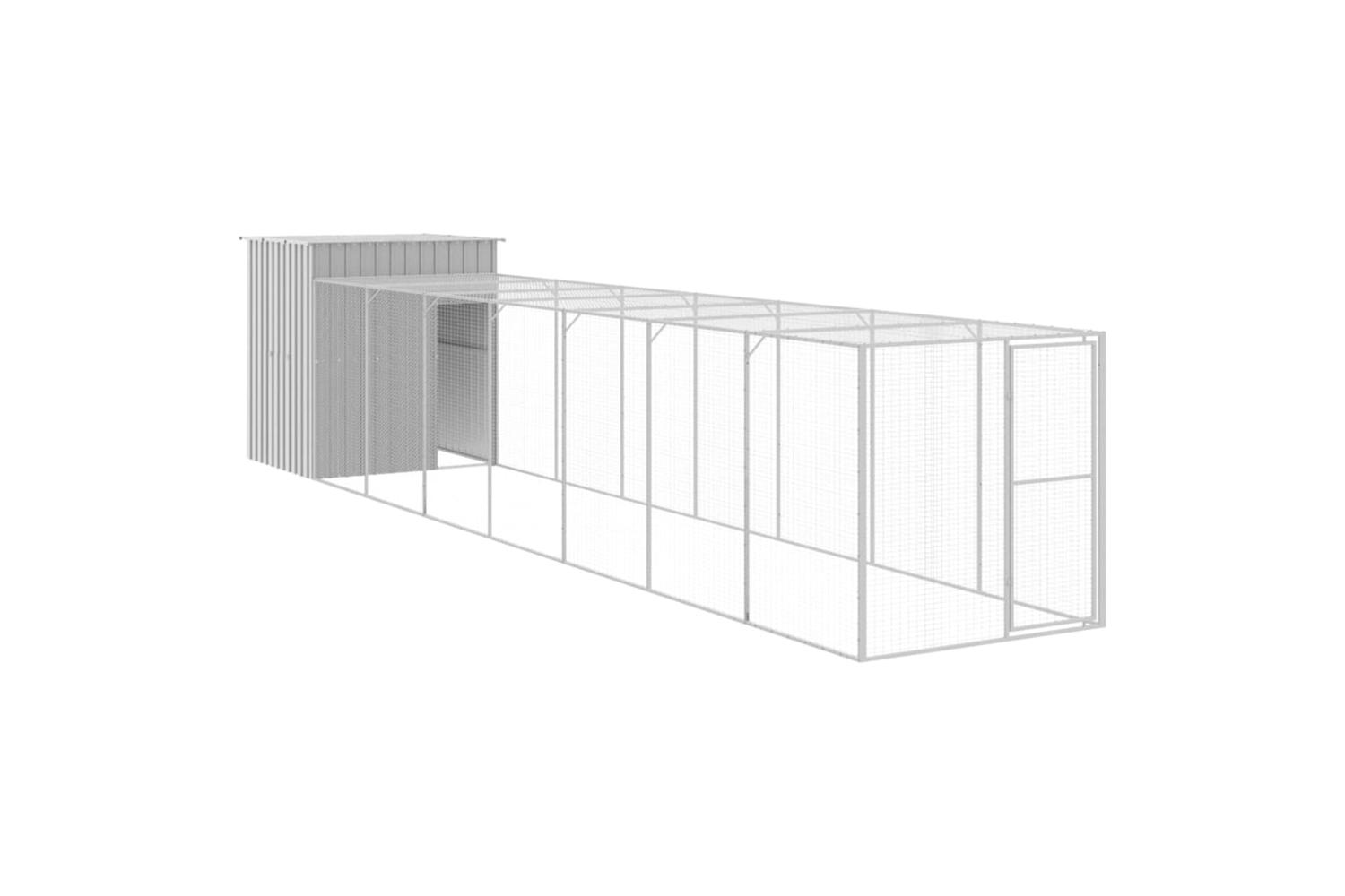 Vidaxl Chicken Cage With Run Light Grey 165x863x181 Cm Galvanised Steel