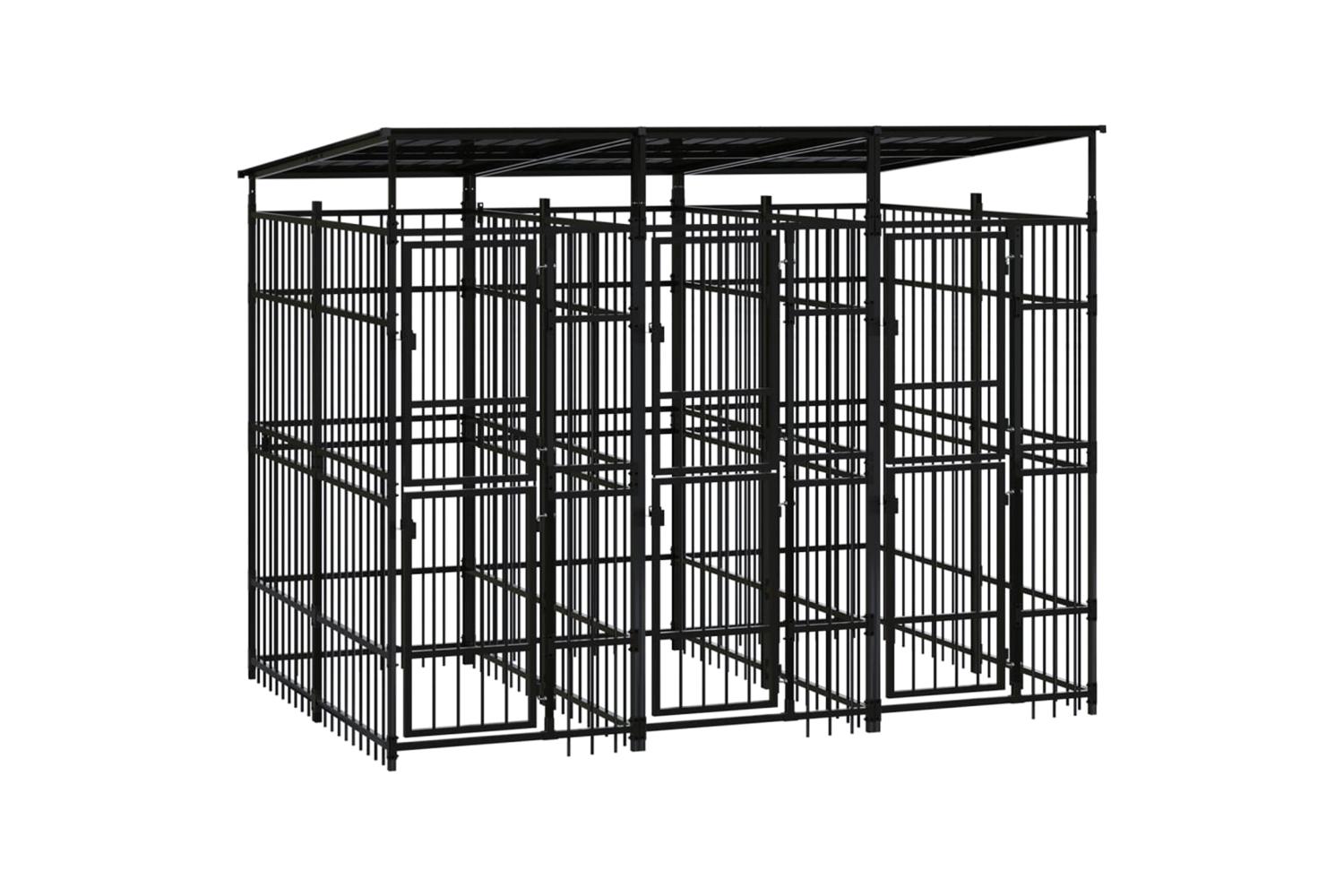 Vidaxl Outdoor Dog Kennel With Roof Steel 553 M