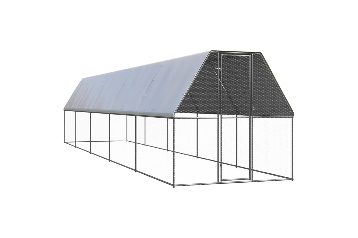 Vidaxl Outdoor Chicken Cage 2x10x2 M Galvanised Steel
