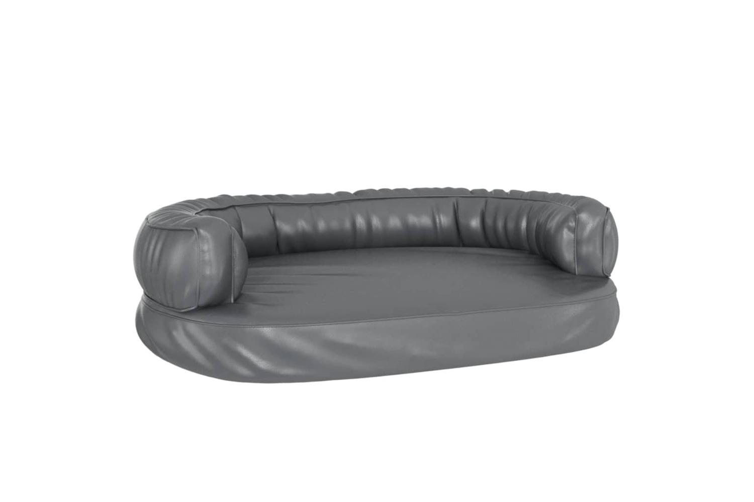 Vidaxl Ergonomic Foam Dog Bed Grey 75x53 Cm Faux Leather