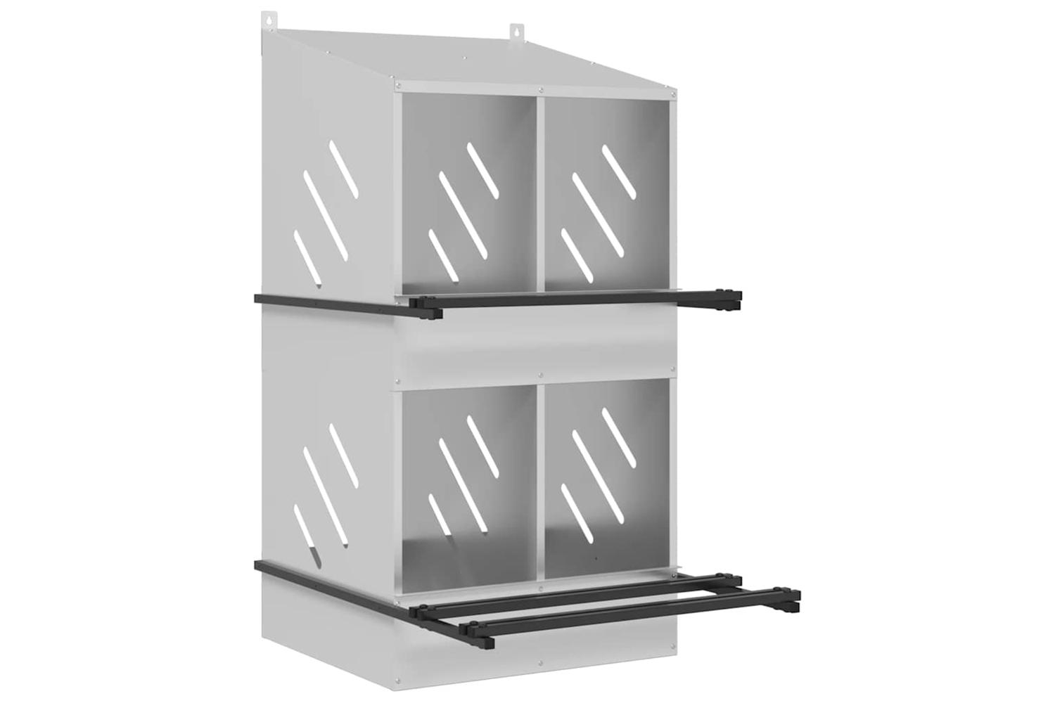 Vidaxl Chicken Nesting Box With 4 Compartments Galvanized Silver Metal