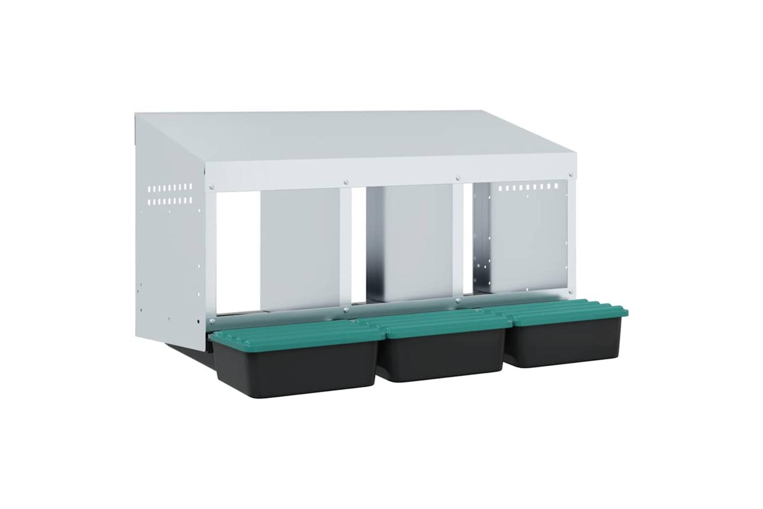Vidaxl Chicken Nesting Box 3 Compartments Wall-mounted Galvanised Steel