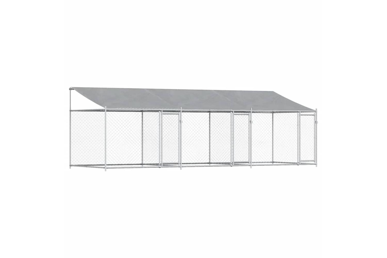 Vidaxl Dog Cage With Roof And Doors Grey 6x2x2 M Galvanised Steel
