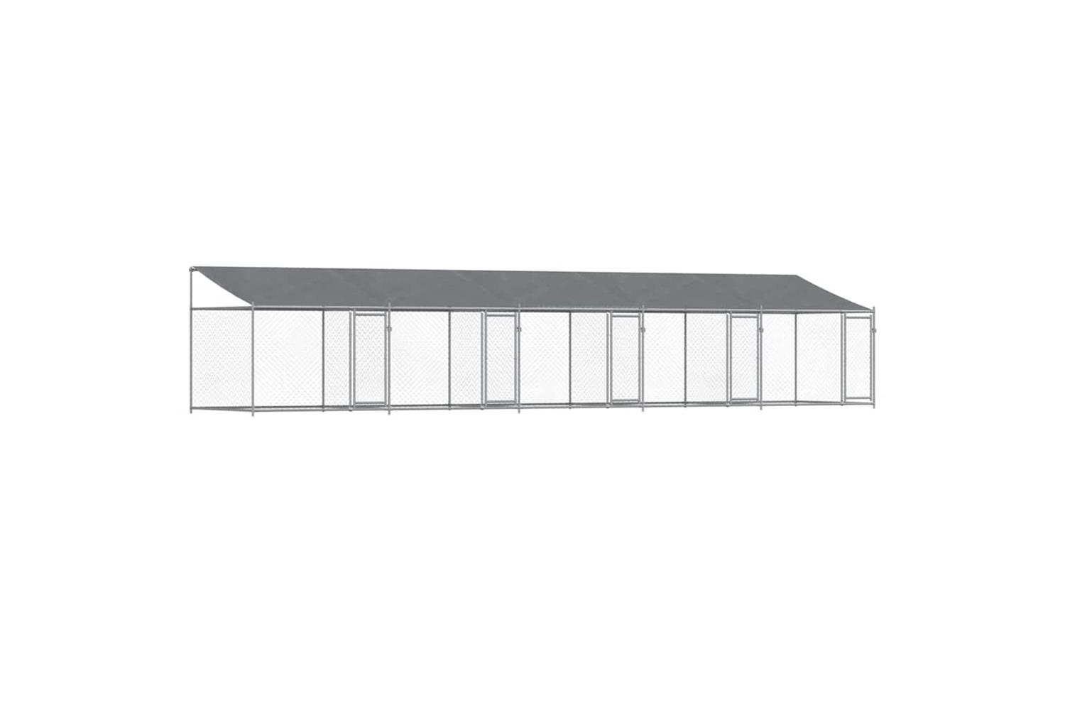 Vidaxl Dog Cage With Roof And Doors Grey 10x2x2 M Galvanised Steel