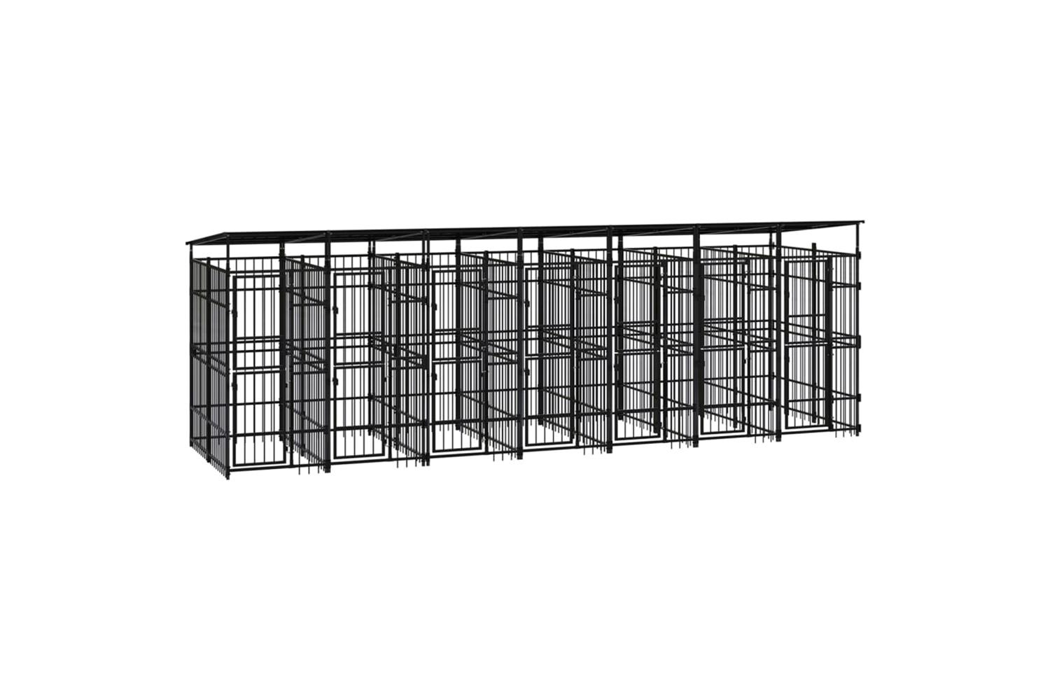 Vidaxl Outdoor Dog Kennel With Roof Steel 129 M