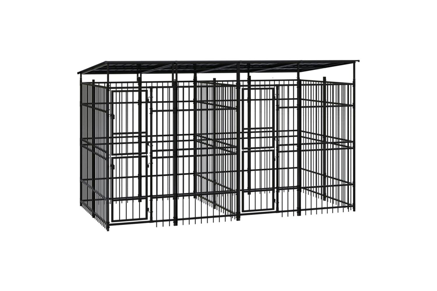 Vidaxl Outdoor Dog Kennel With Roof Steel 737 M