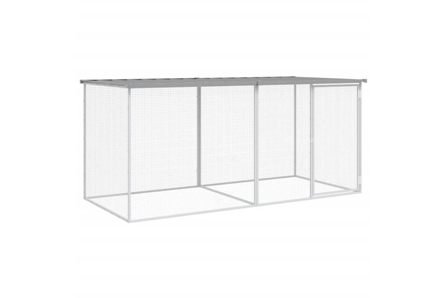 Vidaxl Chicken Cage With Roof Light Grey 203x98x90 Cm Galvanised Steel