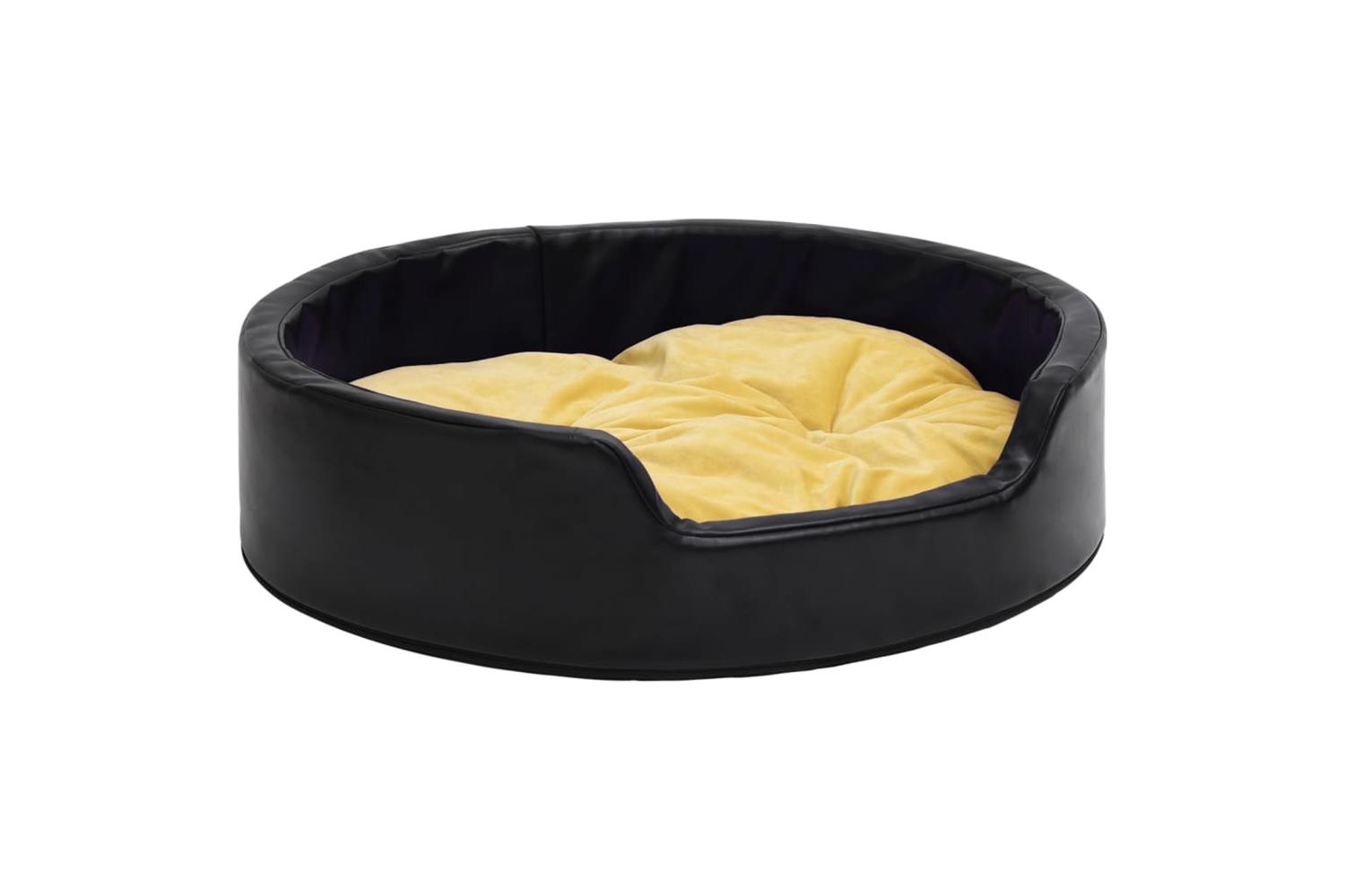 Vidaxl Dog Bed Black And Yellow 99x89x21 Cm Plush And Faux Leather