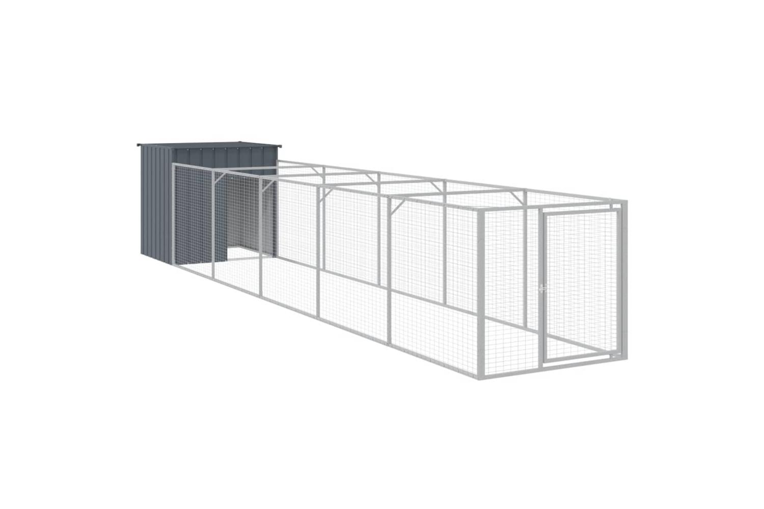 Vidaxl Dog House With Run Anthracite 110x609x110 Cm Galvanised Steel