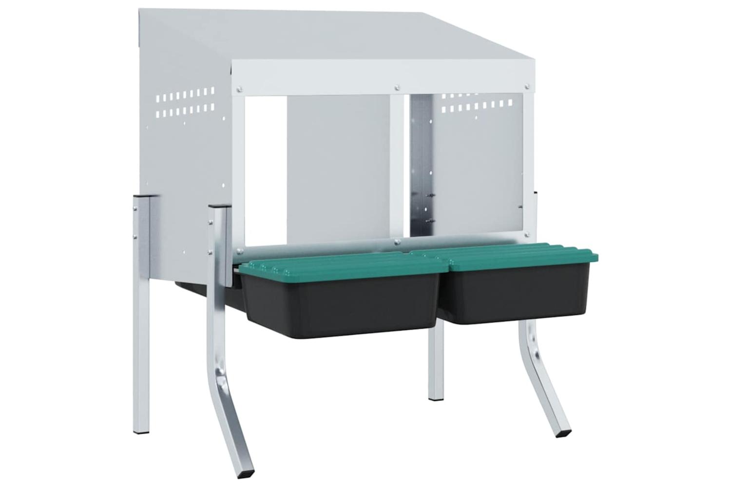 Vidaxl Chicken Nesting Box 2 Compartments With Legs Galvanised Steel