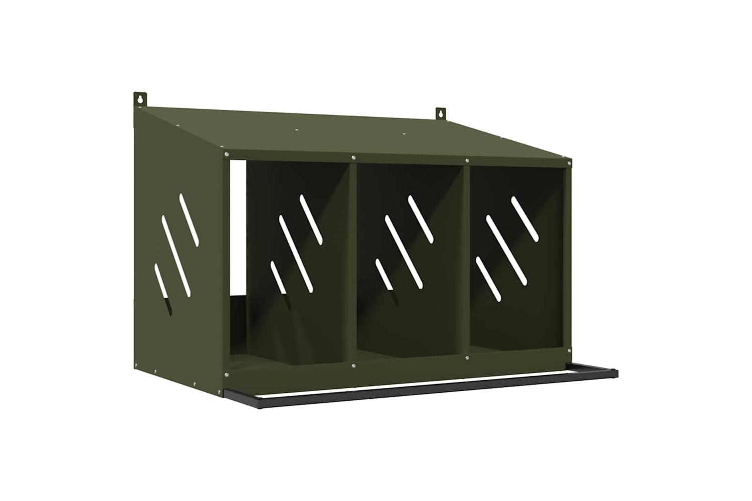 Vidaxl Chicken Nesting Box With 3 Compartments Olive Green Metal