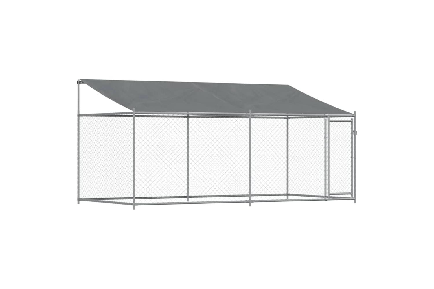 Vidaxl Dog Cage With Roof And Door Grey 4x2x2 M Galvanised Steel