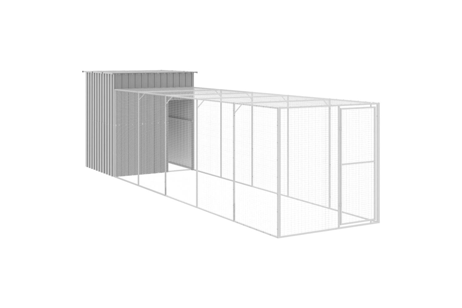 Vidaxl Chicken Cage With Run Light Grey 165x659x181 Cm Galvanised Steel