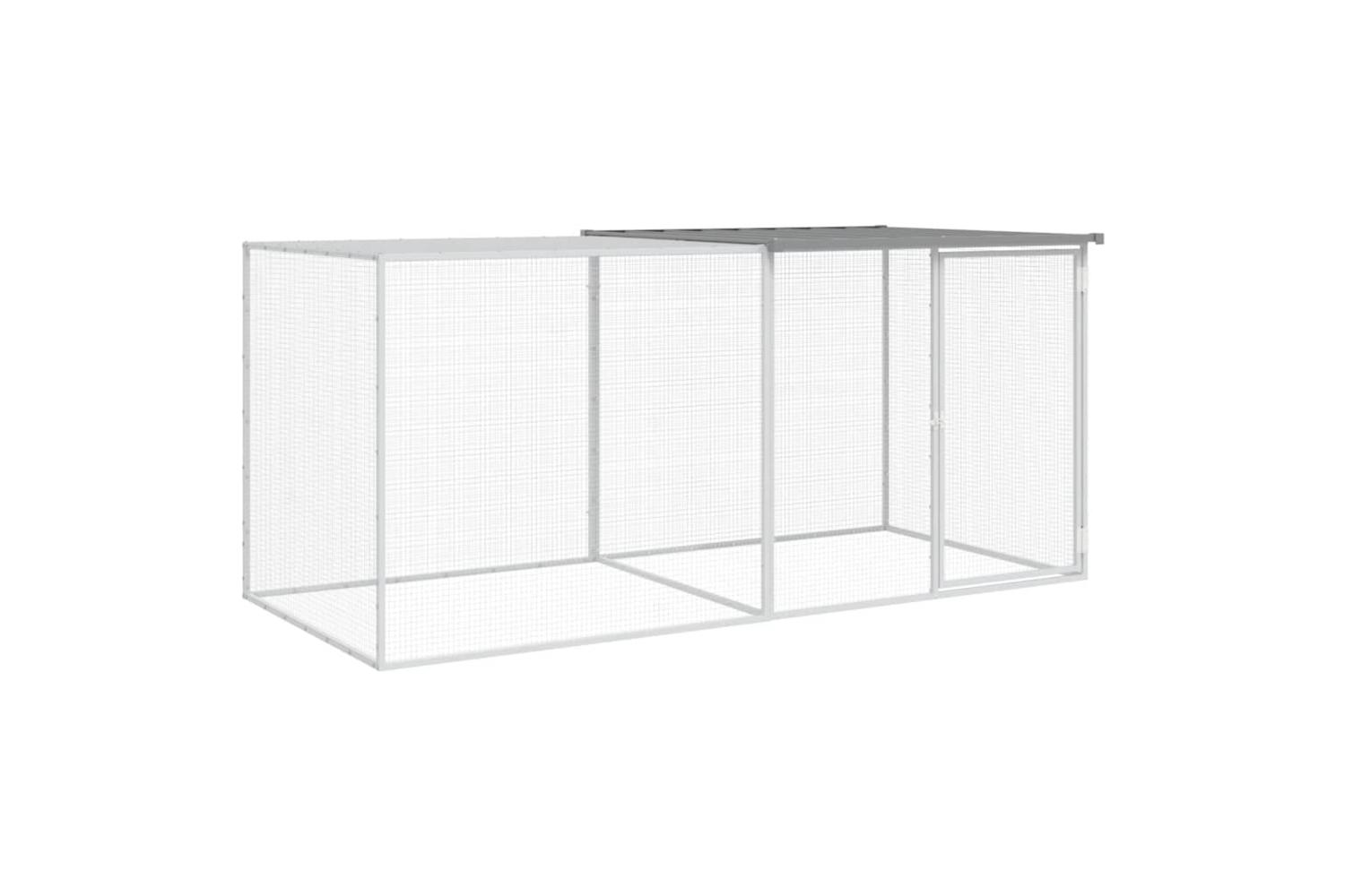 Vidaxl Chicken Cage With Roof Light Grey 203x98x90 Cm Galvanised Steel