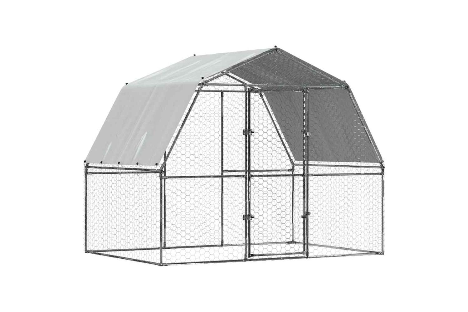 Vidaxl Chicken Cage With Roof And Door Silver Galvanised Steel