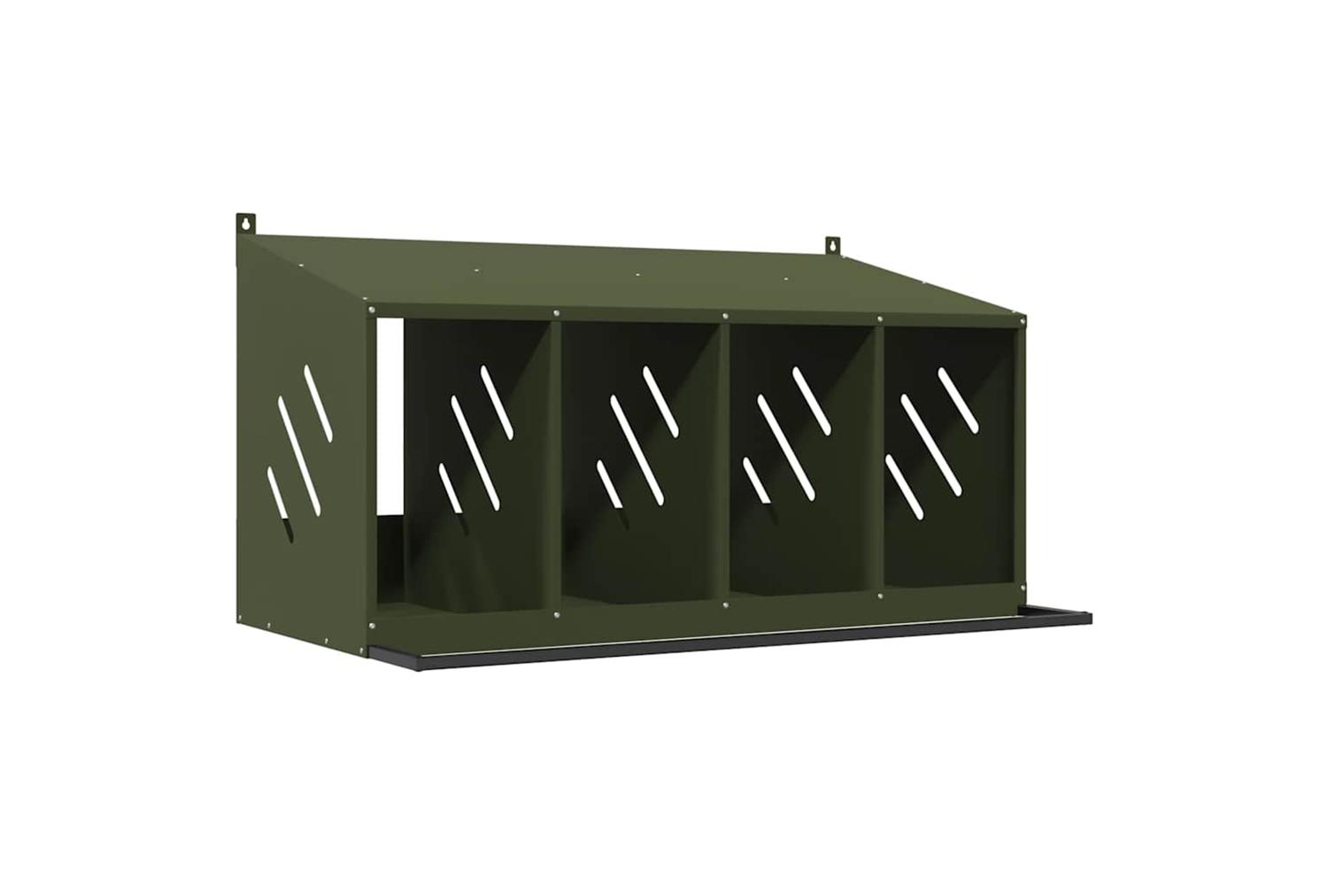 Vidaxl Chicken Nesting Box With 4 Compartments Olive Green Metal