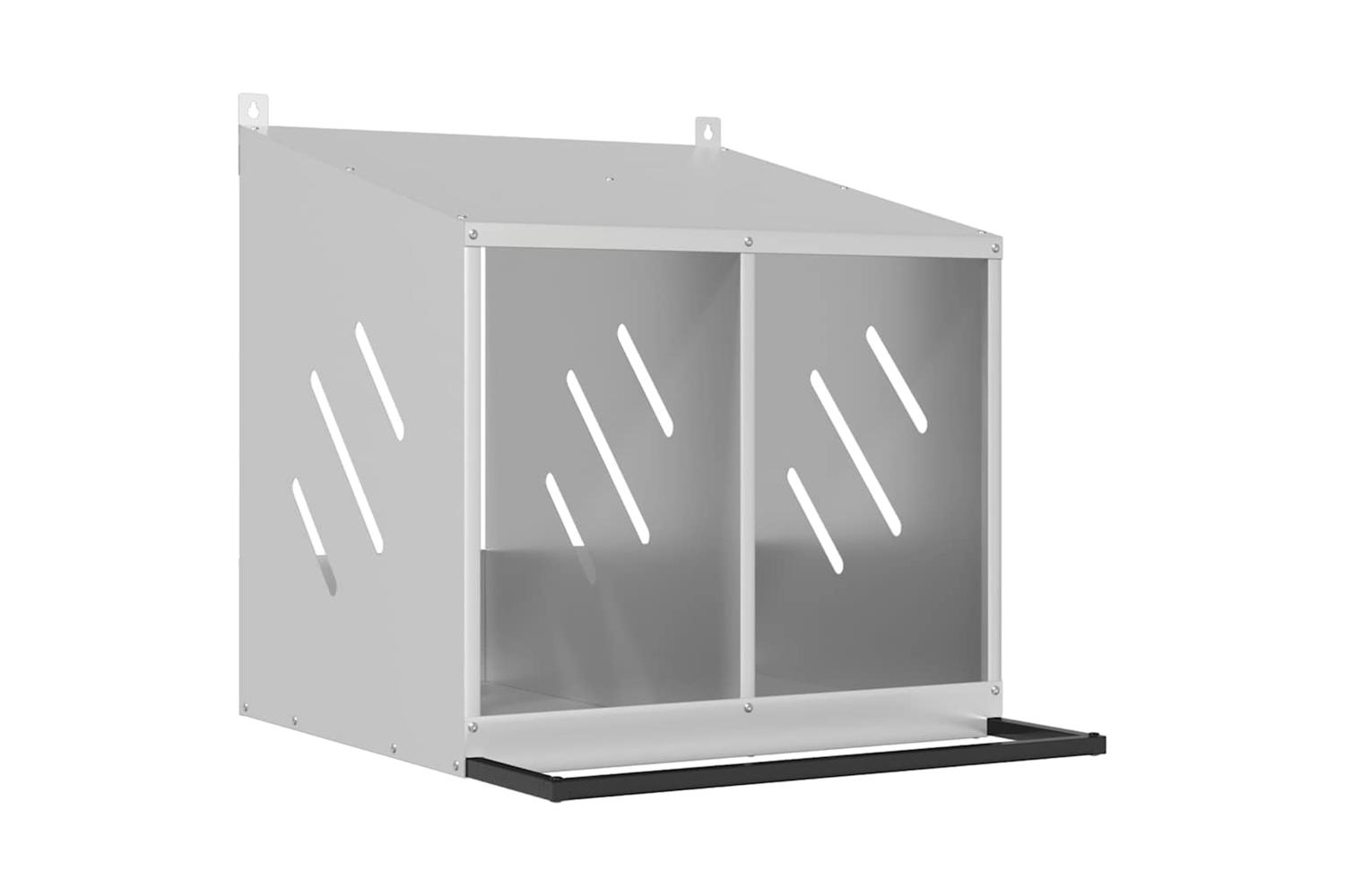Vidaxl Chicken Nesting Box With 2 Compartments Galvanized Silver Metal