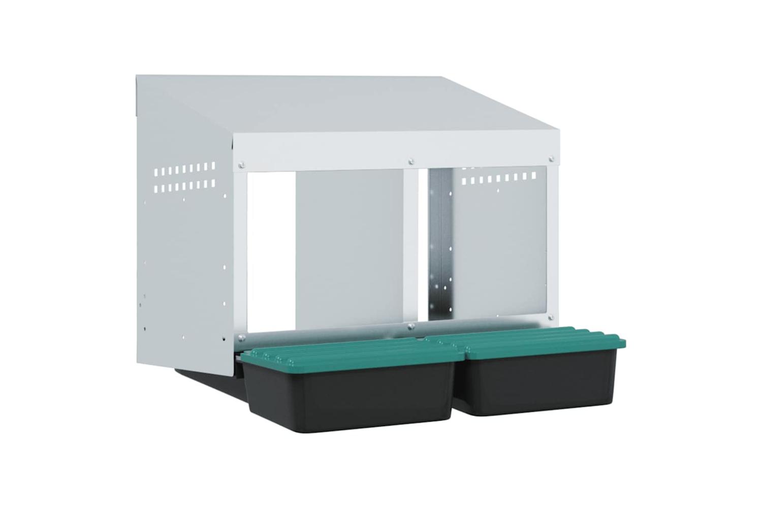 Vidaxl Chicken Nesting Box 2 Compartments Wall-mounted Galvanised Steel