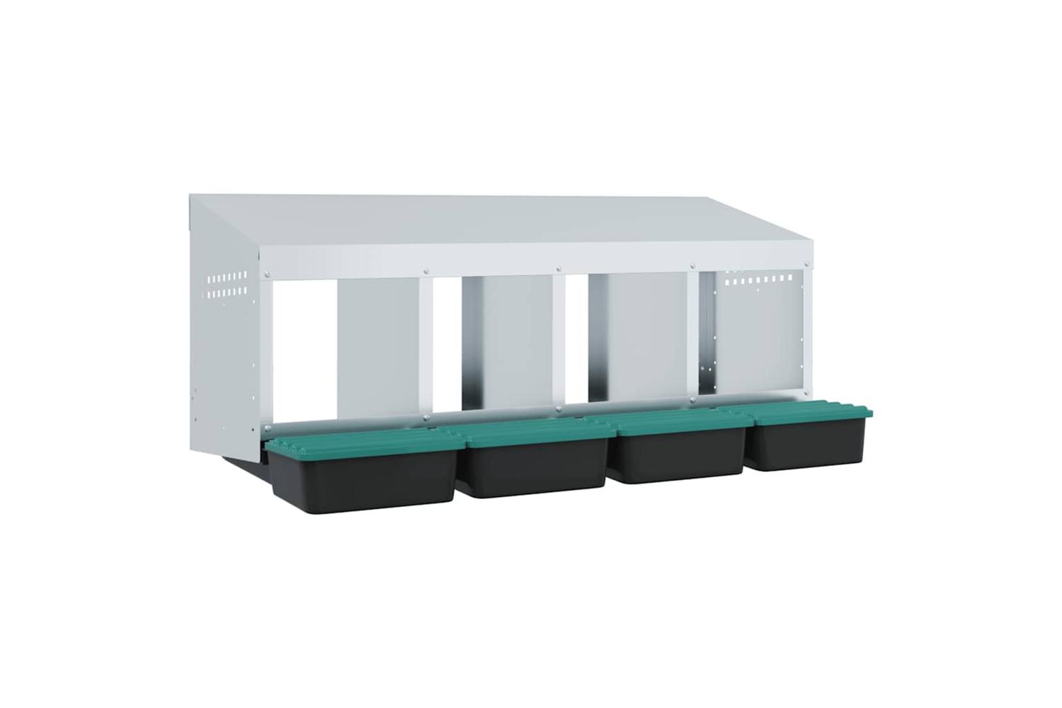 Vidaxl Chicken Nesting Box 4 Compartments Wall-mounted Galvanised Steel