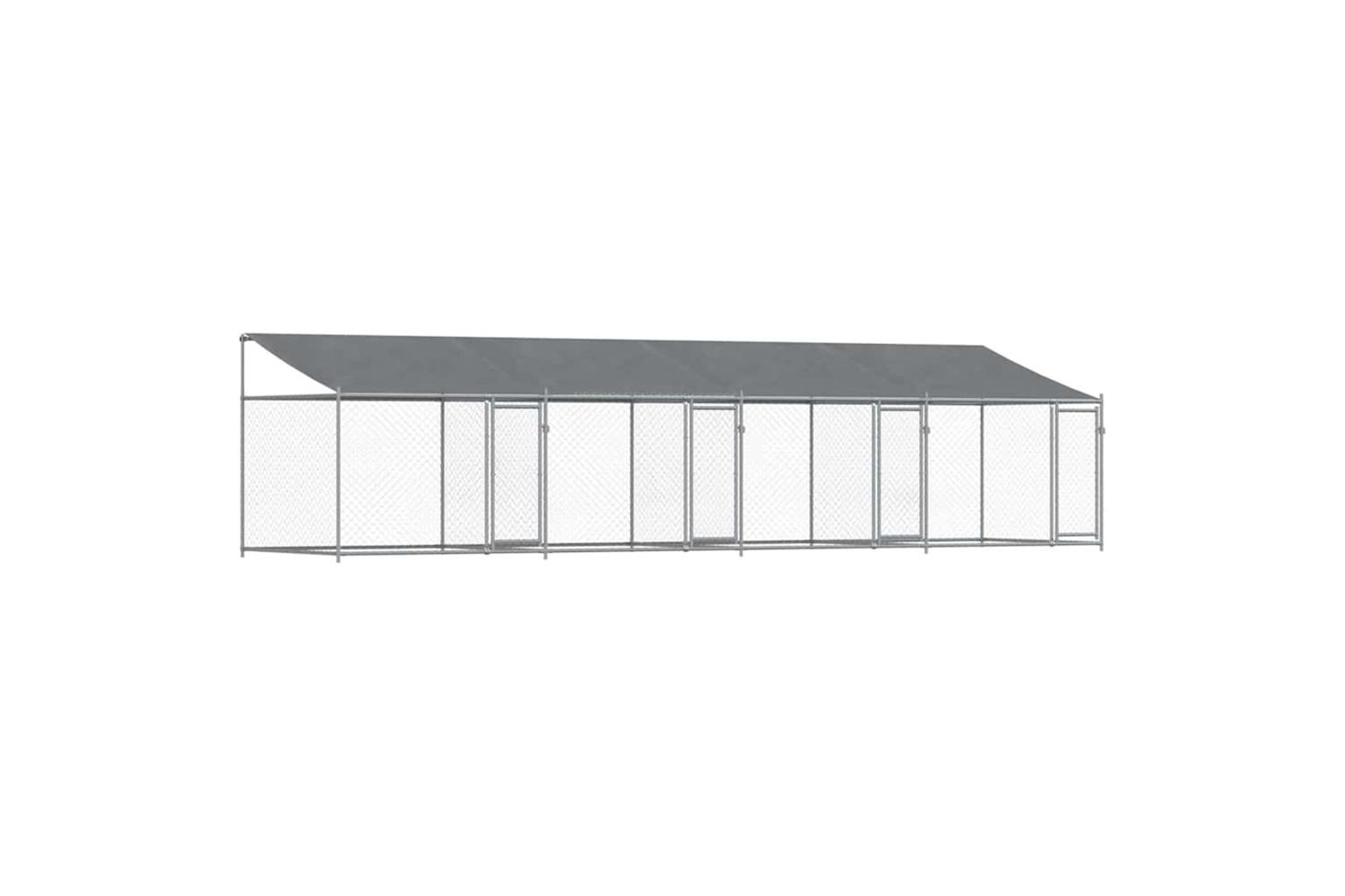 Vidaxl Dog Cage With Roof And Doors Grey 8x2x2 M Galvanised Steel