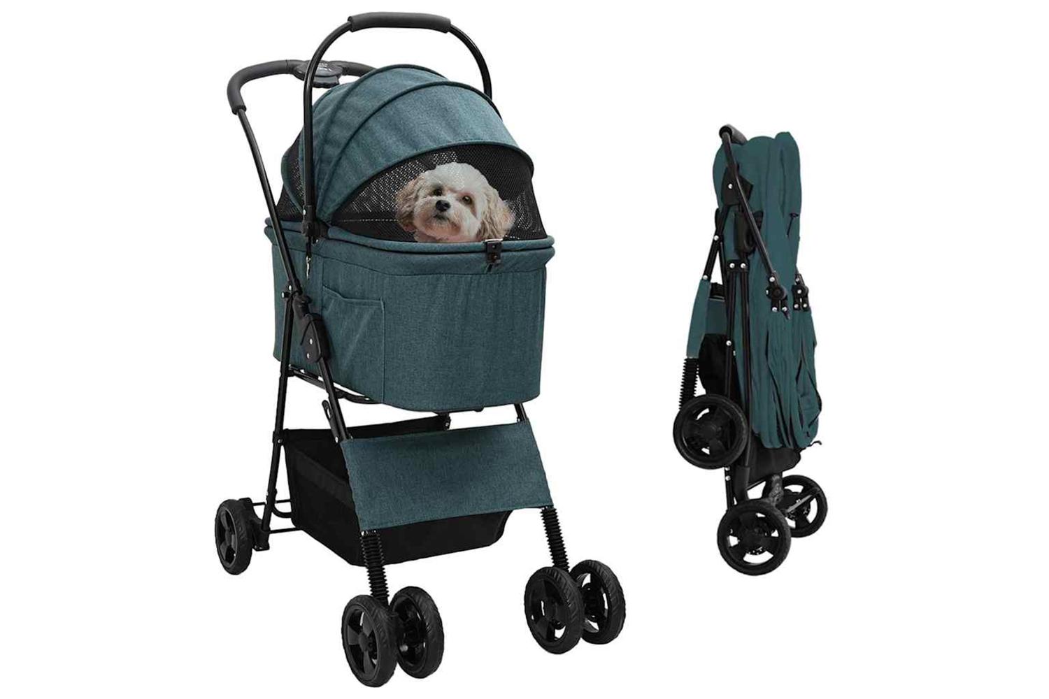 Vidaxl Folding Pet Stroller Green 81 X 47 X 99 Cm 600d Oxford Fabric