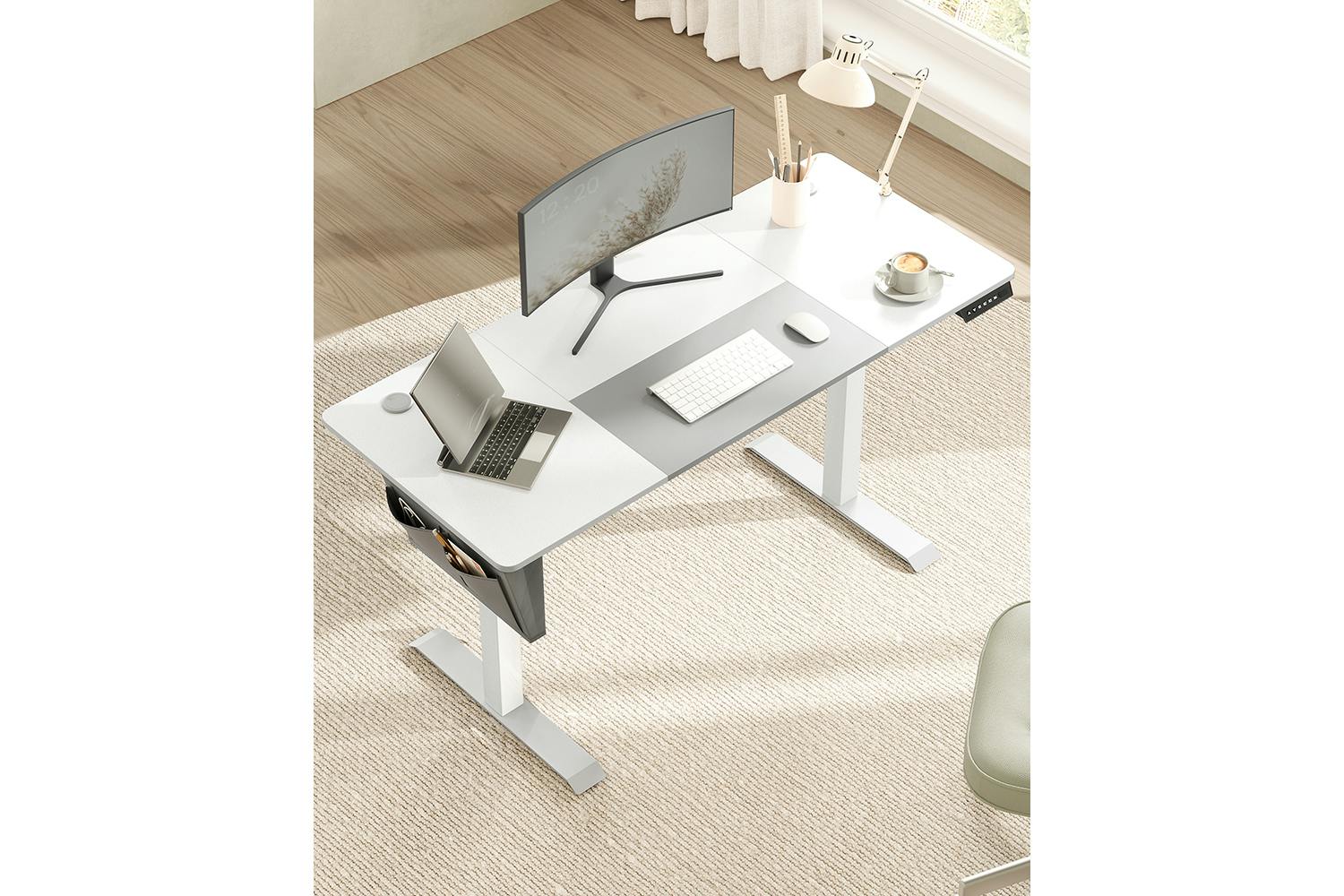 Songmics Height Adjustable Electric Desk | Basic White/Dove Gray