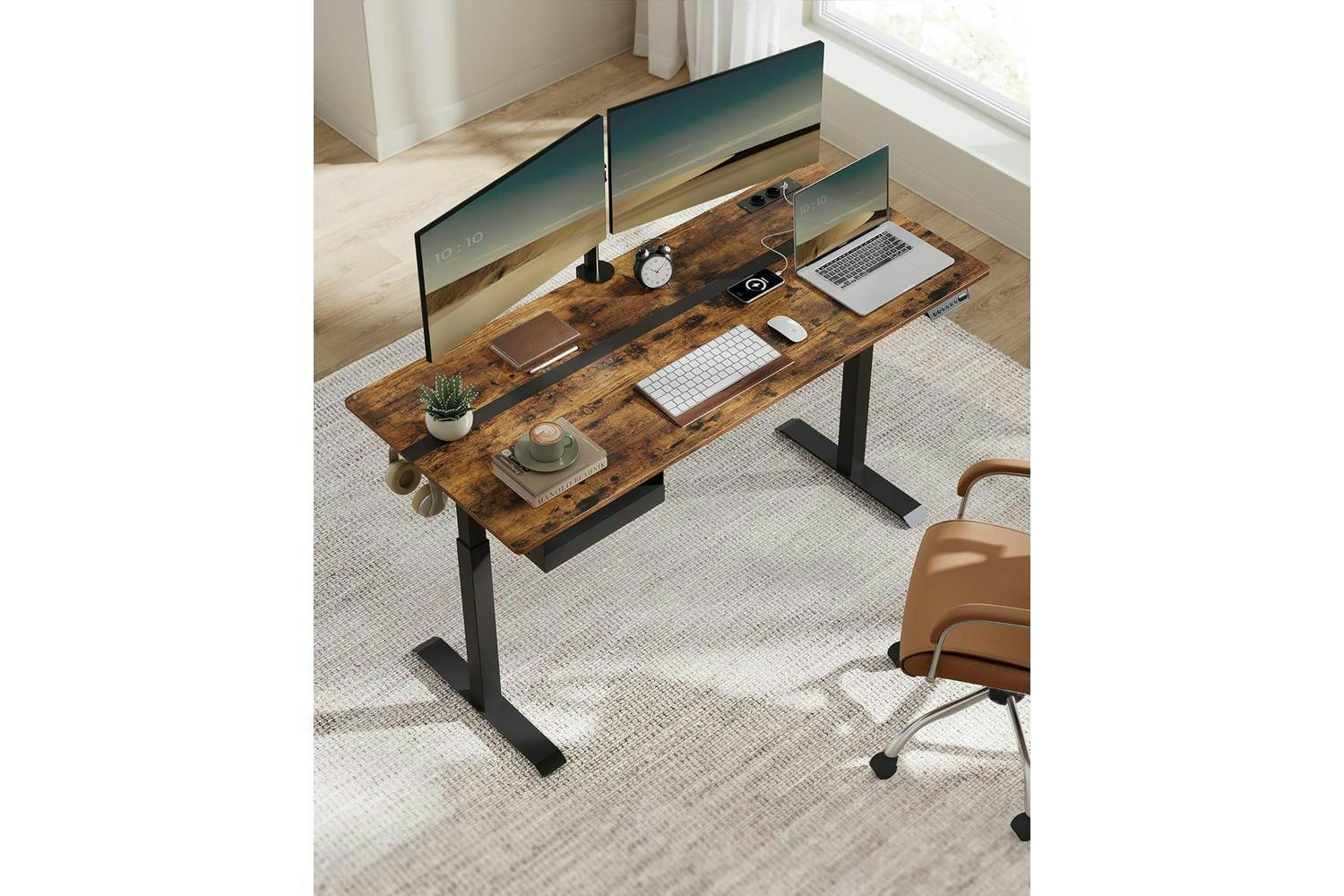 Standing Desk | Electric Height Adjustable Desk | Wood Chipboard And Steel | 160cm