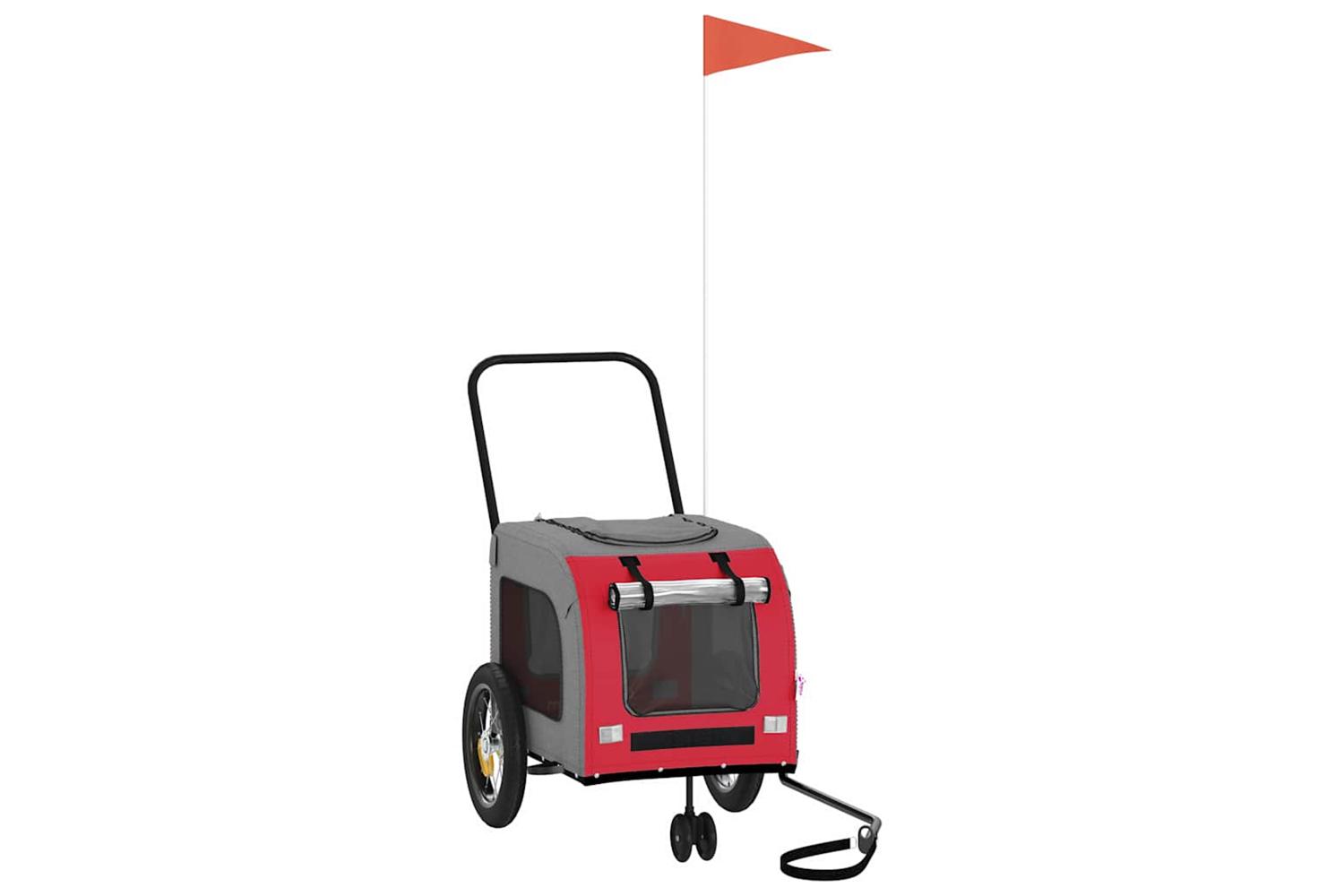 Vidaxl Pet Bike Trailer With Storage Red And Grey 1245 X 635 X 53 Cm
