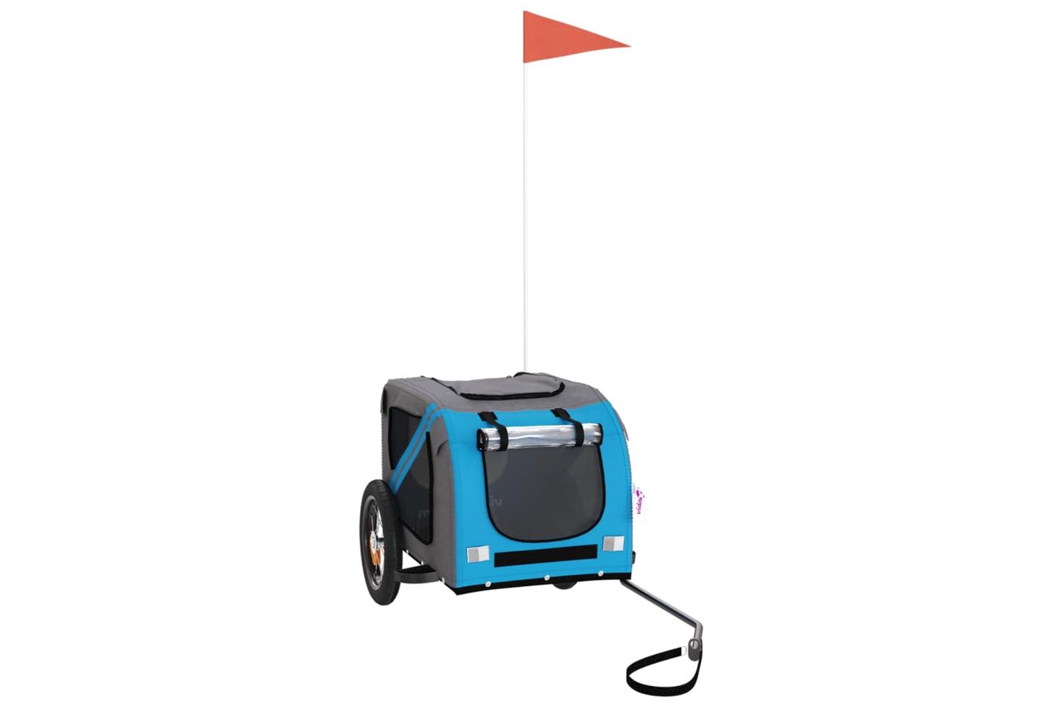 Vidaxl Pet Bike Trailer Blue And Grey Oxford Fabric And Iron