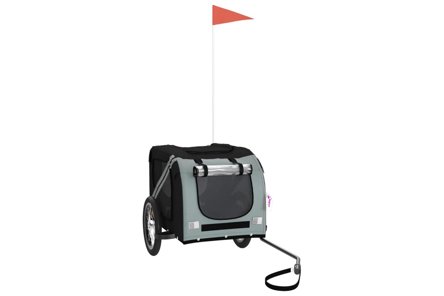 Vidaxl Pet Bike Trailer Black And Grey Oxford Fabric And Iron