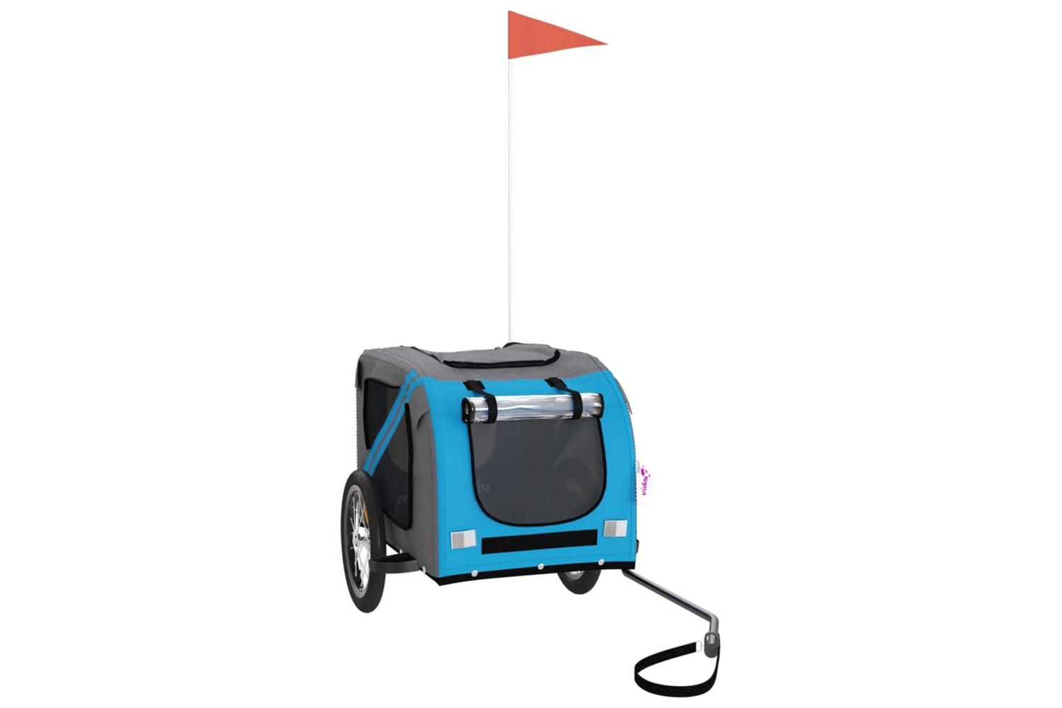 Vidaxl Pet Bike Trailer Blue And Grey Oxford Fabric And Iron