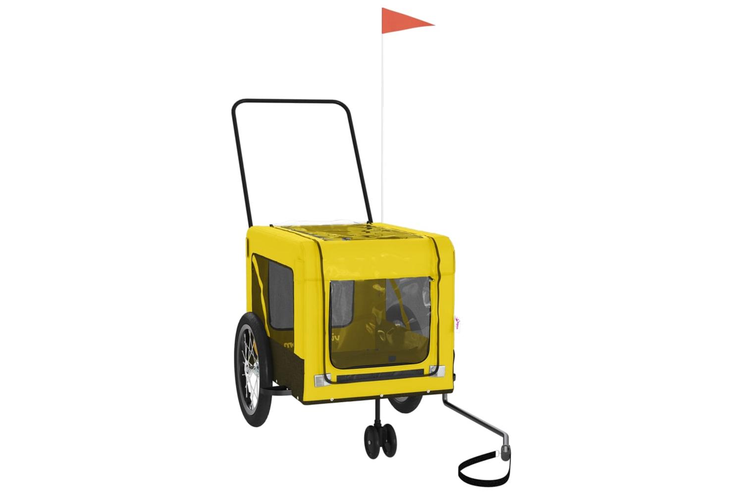 Vidaxl Pet Bike Trailer Yellow And Black Oxford Fabric And Iron