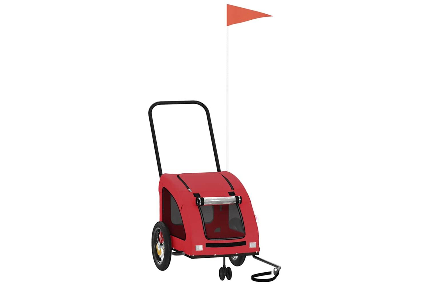 Vidaxl Pet Bike Trailer Red Oxford Fabric And Iron