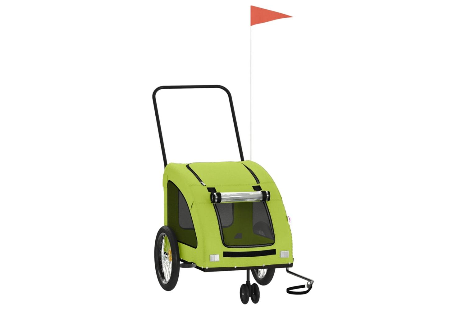Vidaxl Pet Bike Trailer Green Oxford Fabric And Iron